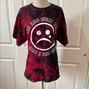 Red and Black Tie-Dye Emo Night Tour Graphic T-Shirt
